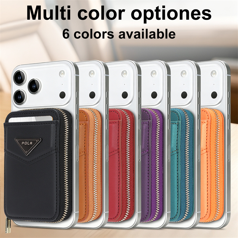 Leather Wallet Card Holder Phone Cover - Etui z zamkiem błyskawicznym, portfelem i