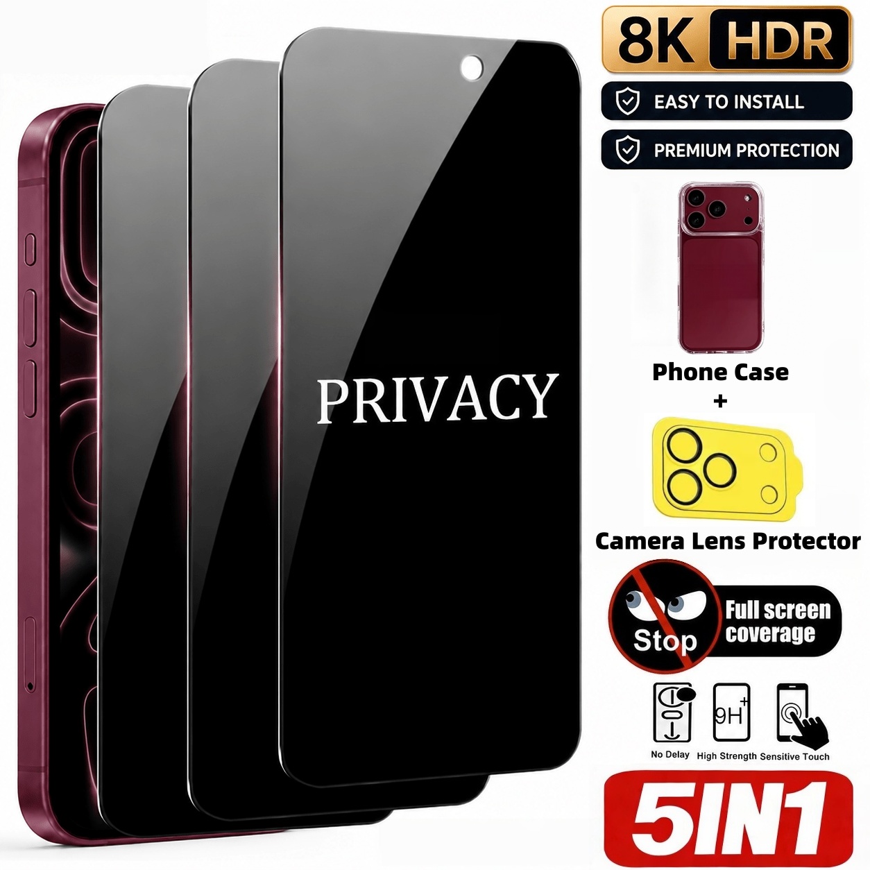 [Zestaw 5 szt.] 3 szt. szkła h – Anti Spy Privacy Glass Case recenzja i cena
